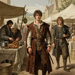 gossip girl on a medieval market, masterpiece by Edgar Maxence and Ross Tran and Michael Whelan, gustav dore, 8k, octane render