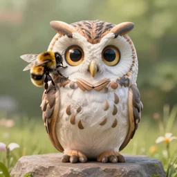 bumblebee - owl hybrid, by weta digital, wildlife photography, 3 - dimensional, 4 k, happy, natural lighting