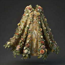 object concept art, cape made of flowers, leaves and vines. detailed, high quality, dynamic lighting, fantasy. artwork by artgerm, wlop, alex ross, greg rutknowski, alphonse mucha