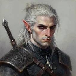 an close up oil drawing of a gipsy tiefling in style of witcher, a character portrait by muggur, disco elysium character, featured on deviantart, fantasy art, concept art, official art, hd mod