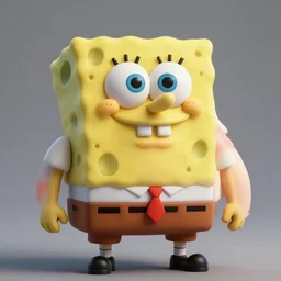 hyperrealistic rendering, fat smooth cronenberg flesh monster spongebob face by art of skinner and richard corben and jeff easley, product photography, action figure, sofubi, studio lighting, colored gels, colored background