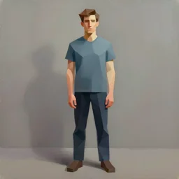james gilleard full body portrait, stylized male character, full body portrait, lower poly count, oil painting filter, expressive brushstrokes, by james gilleard
