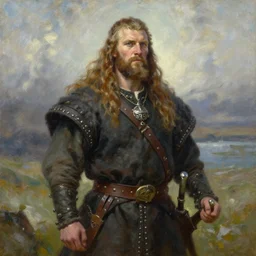 oil painting of sean mcloughlin as an irish viking in the style of steve argyle, fantasy painting