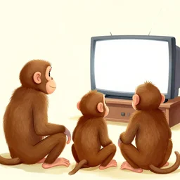 illustration of monkeys watching tv by pendleton ward