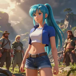 epic beautifull hyper realistic bulma, gorgeous lighting by kim jung giu, mucha, bautista and norman rockwell and greg rutkowski and tom bagshaw and james gurney and pixar