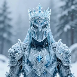 ice lord, wearing icy ornamented armor, wearing ice royal crown war helm, beksinski