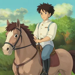 a super hansom prince charming riding a horse, beautiful art by studio ghibli