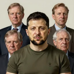 zelensky portrait, hyperrealism, futurism, no blur, 4 k resolution, sharp ages, ultra detailed, style of john berkey, norman rockwell, hans thoma, ivan shishkin, tyler edlin, thomas kinkad