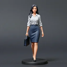 80mm, resin detailed model figure of a female wearing a office dress