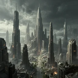 Dystopian Empire Cityscape by H.R. Giger