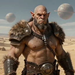 ( ( ( ( ( hyperrealist orc barbarian class portrait on a dry steppes planet. ) ) ) ) ) by daniel f. gerhartz and matt stewart, fantasy, photorealistic, dynamic lighting, bet face, handsome drow, beautiful, perfect factions, perfect drow, trending on artstation, poster, volumetric lighting, very detailed faces, 4 k, award winning