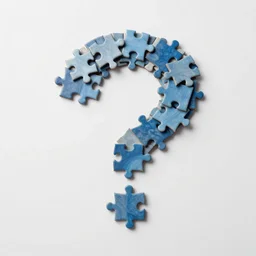 pile of puzzle pieces arranged in the shape of a question mark,  stock photo, desktop background, minimalist, trending on artstation