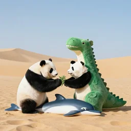 🐼 as 🦕 as 👽 as 🐳, desert photography by shunji dodo and greg rutkowski and edgar maxence