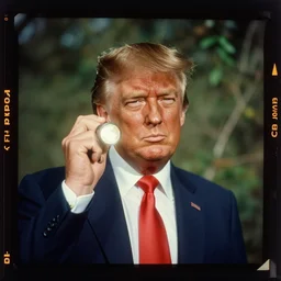 kodak portra 4 0 0, wetplate, flashlight, 8 5 mm carl zeiss, blueberry, award - winning colour portrait by britt marling : a sunlit 1 9 6 0 s donald trump, quadratic picture frames