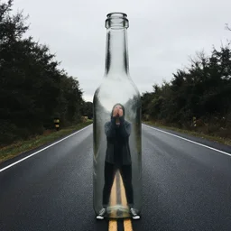I'm like an empty bottle Drained of everything left in my mind Checking out life on the dark side Riding down the road 'til the end of time