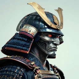 a profile picture powerful japanese samurai wearing monster gear, detailed face, face symmetry, character concept portrait by moebius and laurie greasley, profile picture, 8 k, cinematic color grading
