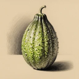 pencil drawing of a gherkin