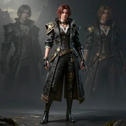 costume design made with love, costume design made for cyberpunk game, sophisticated composition, old masters light composition, procedurally generated, drama character posing for concept art, dramatic mountains behind, substance designer, PBR, HD, Ultra detailed, hyperrealistic, megascans, volumetric light, concept by master artist, made in paint tool SAI2, trending pixiv face