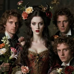 portrait of the queen of the underworld, surrounded by flowers by karol bak, james jean, tom bagshaw, rococo, sharp focus, trending on artstation, cinematic lighting, hyper realism, octane render, 8 k, hyper detailed.