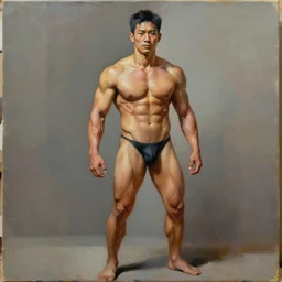 a painting of a muscular man posed for a photoshoot, anatomy,