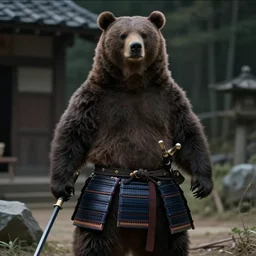 scene from Shogun’s Shadow, 1989, movie still, cinematic, anthropomorphic half man half bear, epic, samurai