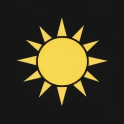 minimalist stylisation of a sun in a black sky