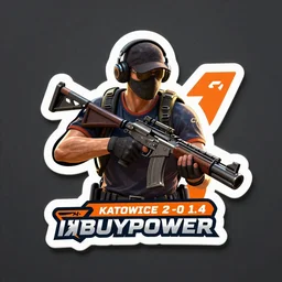csgo sticker, team ibuypower, katowice 2 0 1 4 competition sticker, holo sticker, inspect in inventory image, highly detailed digital art,