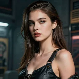 a high detailed portrait of a sexy female model cyberpunk in a dystopian world