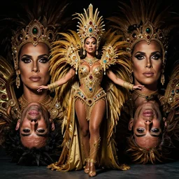 full body shot photography of brazilian carnaval queen by annie leibovitz and joe mcnally and richard avedon, perfect facial symmetry, dim volumetric cinematic lighting, 8 k, post - processing, extremely hyper - detailed, intricate, epic composition, masterpiece, stunning,