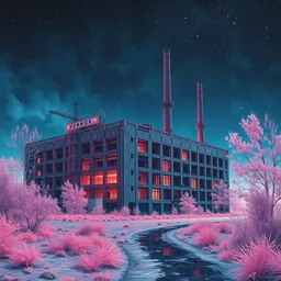 a beautiful hyperdetailed painting of wasteland nature city building industrial architecture architecture urbex unfinished building abandoned by ilya kuvshinov, cosmic at night infrared thermal vision magic realism, archdaily, wallpaper, highly detailed, trending on artstation.