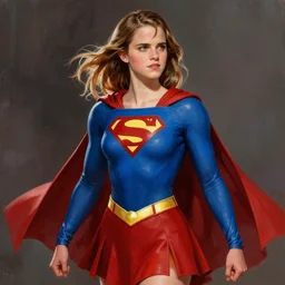 Emma Watson as SuperGirl by brian bolland by alex ross digital painting, digital art