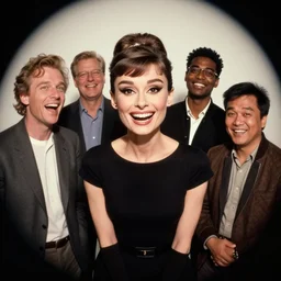 Every Audrey Hepburn ever laughing at you, Darek Zabrocki, Karlkka, Jayison Devadas, Phuoc Quan, trending on Artstation, 8K, ultra wide angle, pincushion lens effect