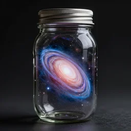 the observable universe within a mason jar hyper realism
