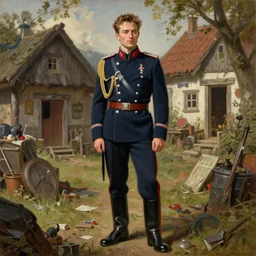 classic oil painting, robert pattinson as ss standartenfuhrer, as a dnd mtg character, at a cluttered homestead, cottagecore, extremely detailed, digital illustration, concept art, readability, smooth, sharp focus, art by brothers hildebrandt, and alex grey