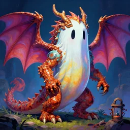A psychedelic ghost dragon rust monster, vibrant color scheme, highly detailed, in the style of romanticism, cinematic, artstation, Moebius, Greg rutkowski
