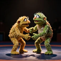 wrestling with Muppets