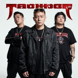 an awesome taiwanese heavy metal hip hop rap album cover, professional photography, highly detailed, stunning lighting, artstation, realistic face and anatomy, by frank frazetta and shepard fairey and thomas kinkade and greg rutkowski