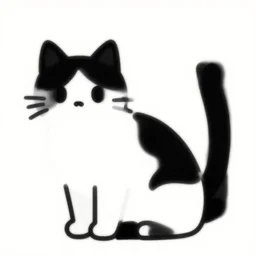black and white cat, a simple vector based illustration, by ross tran, artgerm