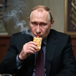 gothic vladimir putin smoking a greggs sausage roll