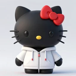 Portrait of black Hello Kitty in hoodie, 8k, trending on ArtStation, hyperdetalied,