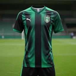 black and green football kit by puma,