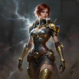 painting of tracer in a skintight dress, steampunk, by dan hillier, 4 k post - processing highly detailed, trending on artstation, cinematic lightning, volumetric lightning, highly detailed, extreme detail, full details, - s 1 5 0