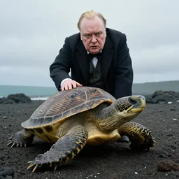 An astonished Winston Churchill discovers the first turtle ever in Galapagos, national geographic, BBC, XF IQ4, f/1.4, ISO 200, 1/160s, 8K, RAW, unedited
