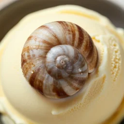 snail ice cream macro view
