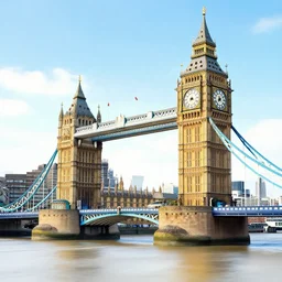 city of london, london bridge, big ben, art by hiroshi nagai