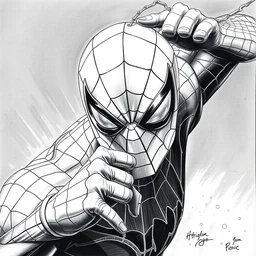 photorealistic. hyperdetailed. drawing. white and black. spider - man. by john romita jr.