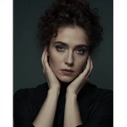 detailed cinematic moody colors studio portrait of the memories of a victorian lady with a sensual pose only one head single portrait