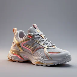 realistic 3 d render of a sculpture of a cyberpunk sneaker, beautiful studio lighting, soft, sharp focus, neon cyberpunk highlights, intricate detail, gold and red accents, soft rubber, octane render, wide angle, trending on artstation, deviantart, art by syd mead and issey miyake