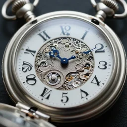 close up photo of a silver pocket watch, high detail, complex