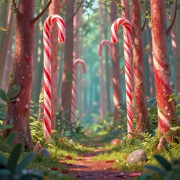 candy cane forest, sylvain sarrailh, artstation, ultra detail